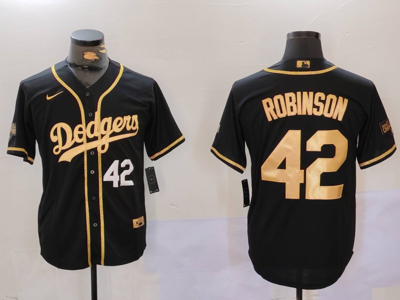 Men Los Angeles Dodgers #42 Robinson Black Game 2024 Nike MLB Jersey style 9124